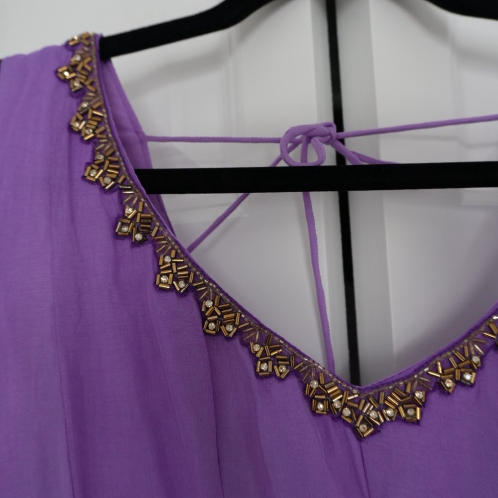 Only Purple Anarkali Kurta with Gold Embellishment - Picture 3 of 9